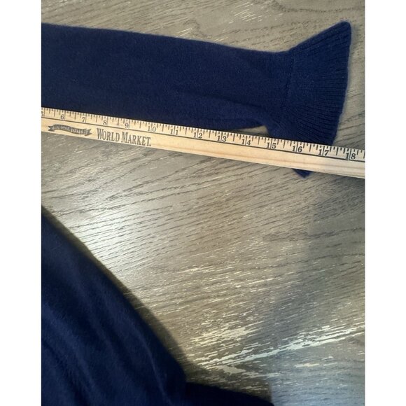 Lily Pulitzer 100% Cashmere Open Cardigan Navy Shawl collar ruffle Hem Eyelit - Picture 6 of 14